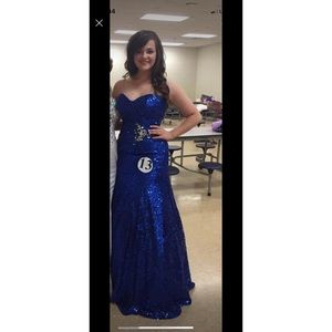 Royal Blue and Silver Sequin Tiffany Prom/Pageant Dress
